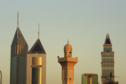 United Arab Emirates, Dubai, Mosque and Emirates Towers